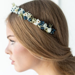 Hair accessories dried flowers Dark Blue Corn Hairpins Hair comb Bride Wedding image 5