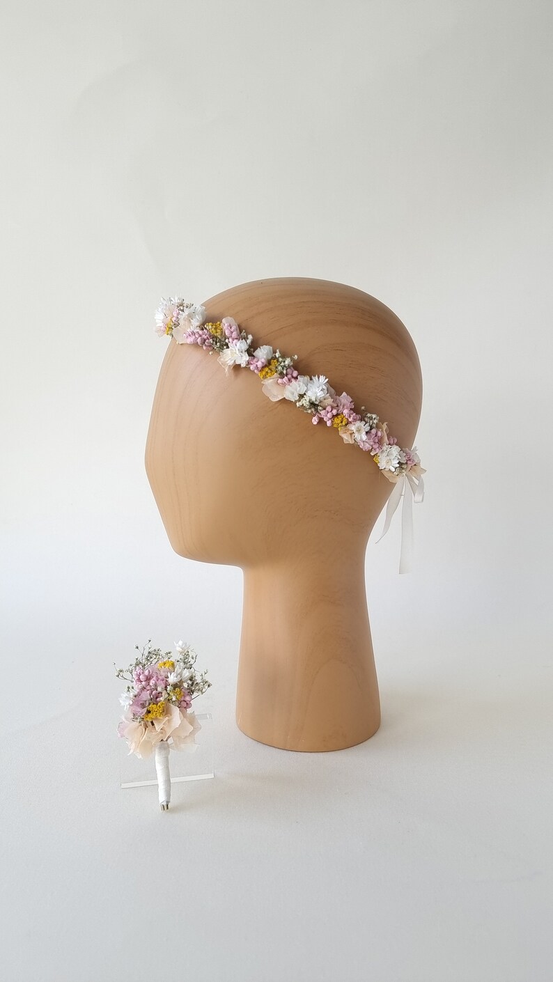 Hair accessories Hair wreath Headband bridal bouquet Comb Dried flowers For bride Style Summer Breeze image 5