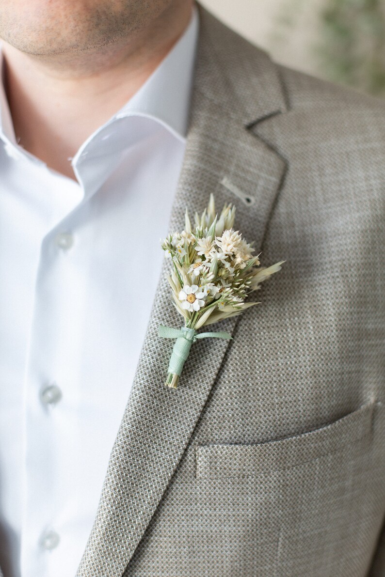 Peigne à cheveux fleurs séchées Douce Ann Accessoires pour cheveux Mariée mariage Vert blanc image 9