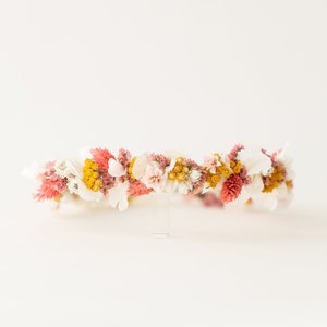 Hair wreath dried flowers Pink Flamingo wedding Bride Flower wreath hair Hair accessories Headband image 4