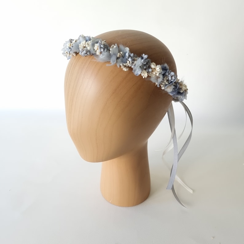 Hair accessories Hair wreath Headband Bridal bouquet Comb Dried flowers For bride Style Blue Ocean Baby (z.B. Taufe)