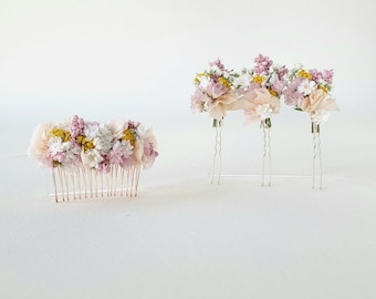 Haaraccessoires gedroogde bloemen | Zomerbries | Haarspelden | Haarkam | Bruid | Bruiloft