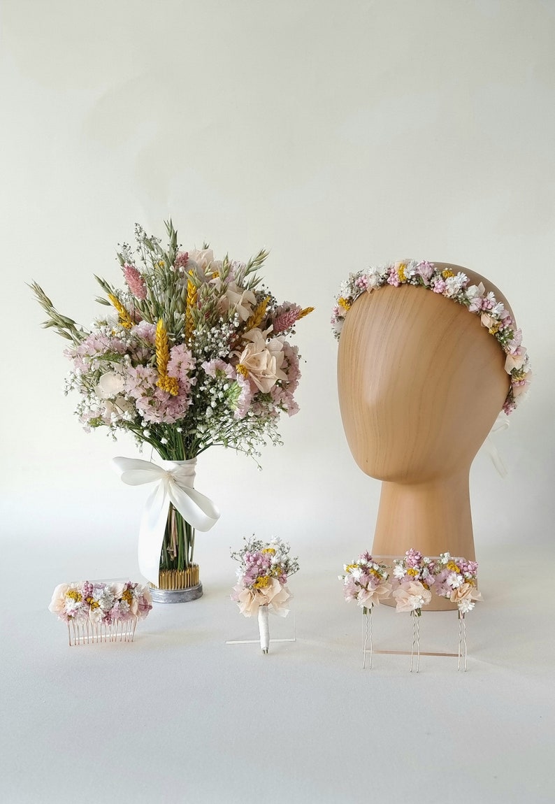 Haaraccessoires gedroogde bloemen Zomerbries Haarspelden Haarkam Bruid Bruiloft afbeelding 5