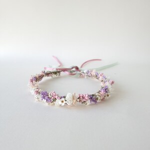 Hair wreath Soft pink Dried flowers Girls Flower wreath hair Hair accessories Flower crown JGA image 2