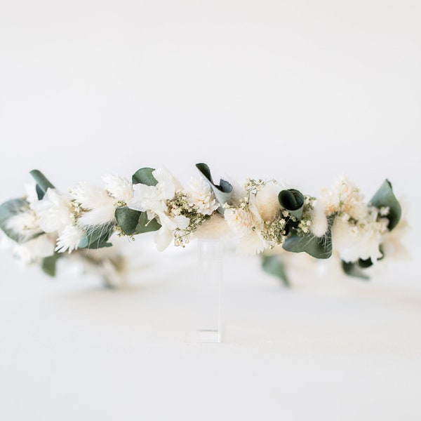 Haarkranz Trockenblumen | Eukalyptus | Hochzeit | Braut | Blumenkranz Haare | Haarschmuck | Haarreif