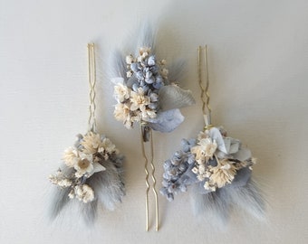 Accessori per capelli fiori secchi | Oceano Blu | Forcine | Pettine per capelli | Sposa | Nozze