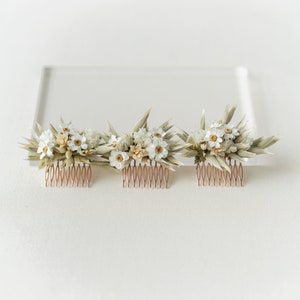 Peigne à cheveux fleurs séchées Douce Ann Accessoires pour cheveux Mariée mariage Vert blanc image 4