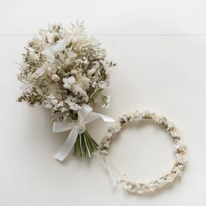 Haarkrans droogbloemen Ivoor bruiloft Bruid Bloemenkrans haar Haaraccessoires Hoofdband Wit afbeelding 7