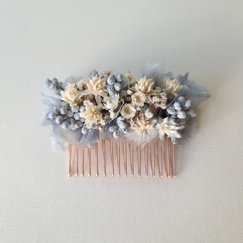 Accesorios para el cabello Corona de pelo Diadema ramo de novia Peine Flores secas Para la novia Estilo Océano Azul imagen 6