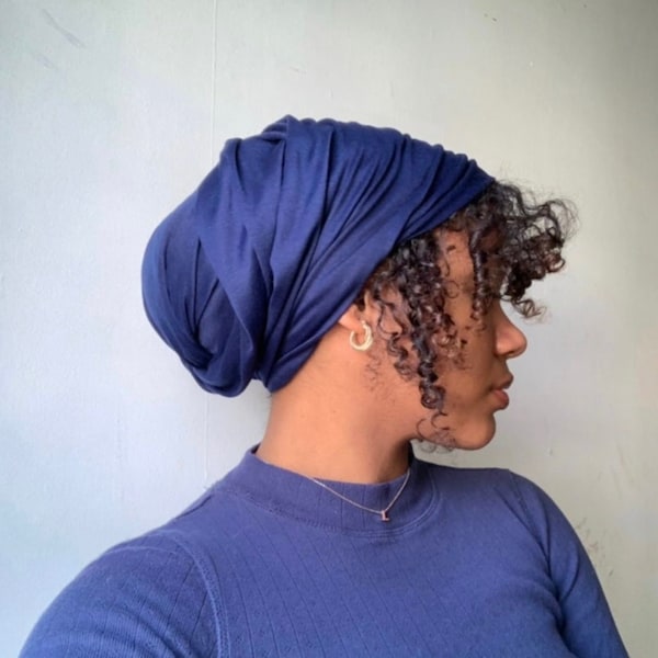 PRE TIED HEADWRAP/ Pre Tied Turban/ Headwrap/ Turban/ Navy Blue Headwrap/ Navy Blue Turban/ Chemo Turban/ Boho Chic/ Hair Accessory