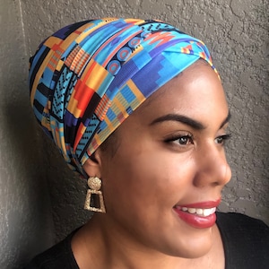 PRE-TIED HEADWRAP / Pre-Tied Turban/ Boho Chic/ Hippie Headwrap/ Headscarf/ Chemo Gift/ Chemo Cap/ African Print Turban/ Ankara Scarf image 1