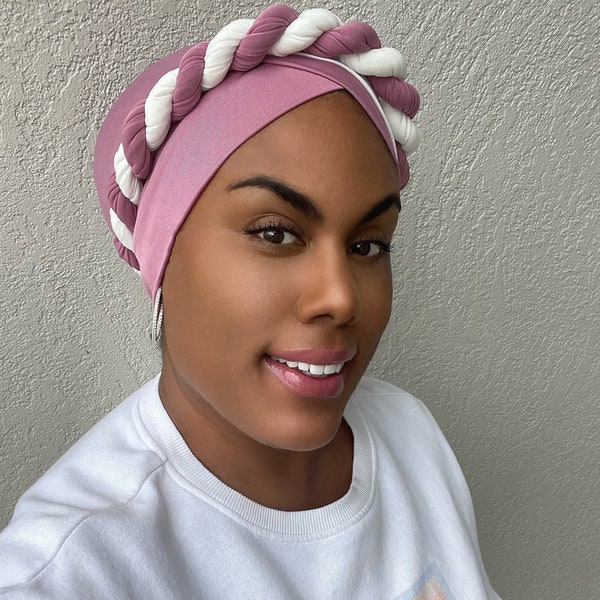 PRE TIED Turban/ Pre Tied Headwrap/ Headwrap/ Turban/ Braided Turban/ Twist Turban/ Gift for Her/ Chemo Gift