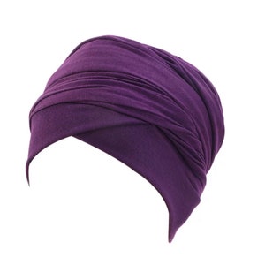 PRE-TIED HEADWRAP/ Pre-Tied Turban/ Pre Tied Headwrap/ Hairscarf/ Hair Cover/ Alopecia Cap/ Chemo Hat/ Chemo Cap/ Chemo Gift/ Ankara Purple