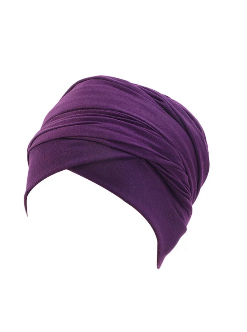 PRE-TIED HEADWRAP/ Pre-Tied Turban/ Pre Tied Headwrap/ Hairscarf/ Hair Cover/ Alopecia Cap/ Chemo Hat/ Chemo Cap/ Chemo Gift/ Ankara Purple