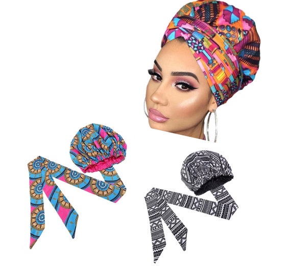 Satin lined Bonnet, Satin-lined Head wrap, headwrap, Afro, pre