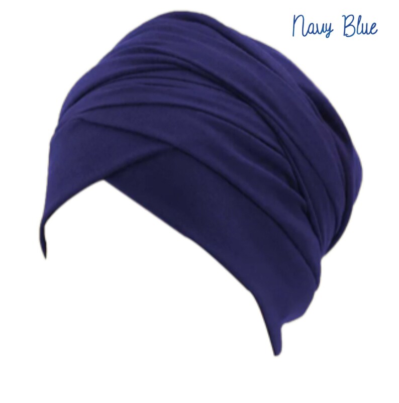 PRE-TIED HEADWRAP/ Pre-Tied Turban/ Pre Tied Headwrap/ Hairscarf/ Hair Cover/ Alopecia Cap/ Chemo Hat/ Chemo Cap/ Chemo Gift/ Ankara Navy Blue