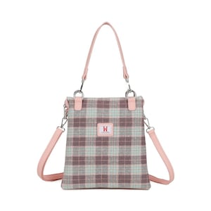 Sac à bandoulière tartan rose à carreaux en tweed Strathurie 7115 A05