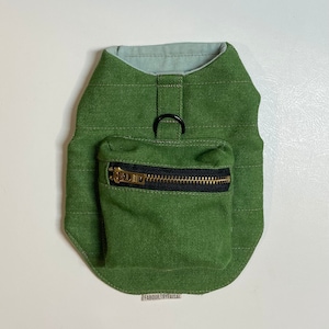 Small Dog Harness Backpack//Kelly Green Twill Denim