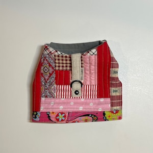 Small Dog/Puppy/Teacup Dog Harness//QUILTED PATCHWORK RED