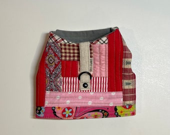 Kleiner Hund/Welpe/Teetasse Hundegeschirr //QUILTED PATCHWORK ROT