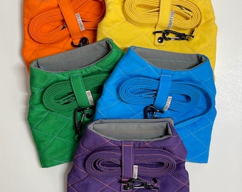 Kleiner Hund / Welpe / Teetasse Hundegeschirr & Leine Set // QUILTED heller SOLID COLOR