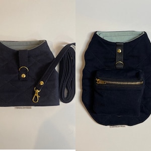 Small Dog/Puppy/Teacup Dog Harness & Leash Set or Backpack Harness//MIDNIGHT BLACK TWILL