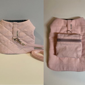 Small Dog/Puppy/Teacup Dog Harness & Leash Set or Backpack Harness//LOTUS PINK CANVAS
