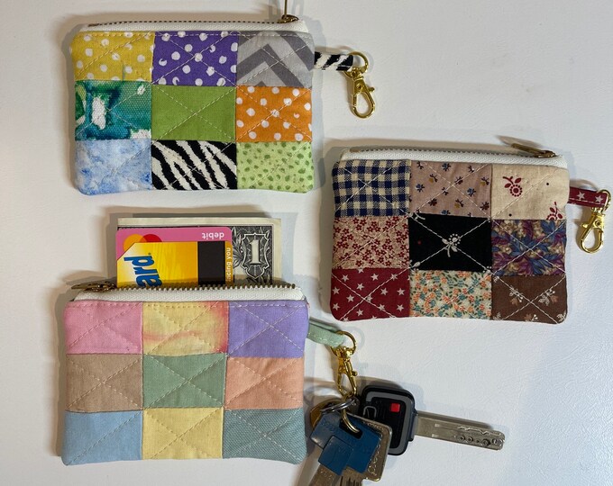 Quilted Key Fob Wallet// Coin Wallet// Card Wallet// Key Fob Etsy