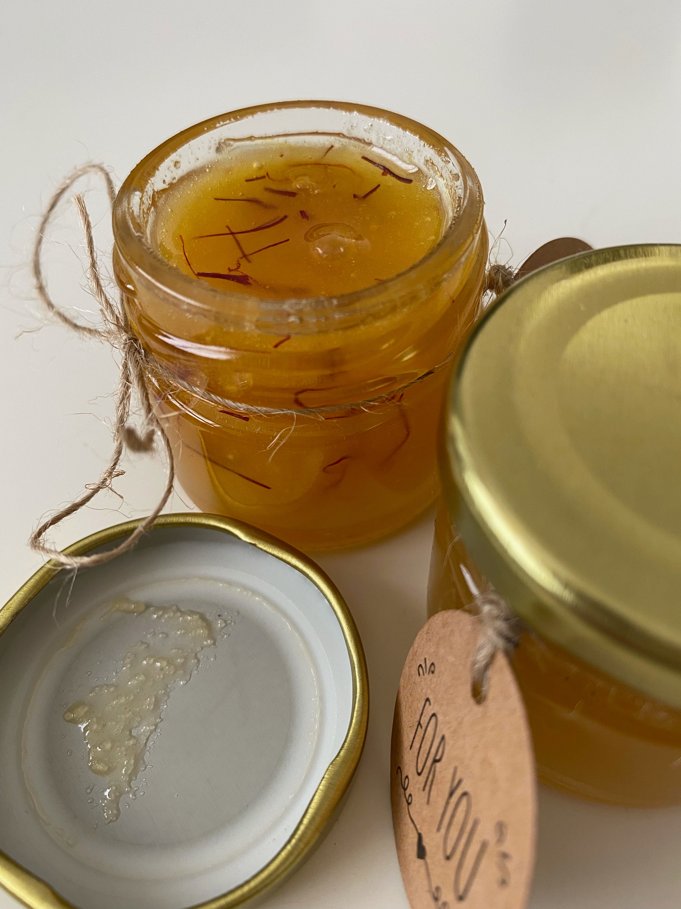 Saffron Honey Natural Raw Organic Honey With Saffron 1kg Glass Etsy