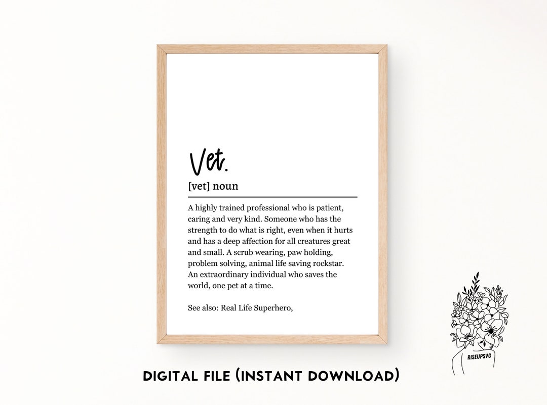 Vet Definition Print Vet Gift Vet Graduation Thank You Vet Etsy