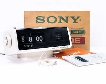 Sony Digimatic 8RC-110E Flip MW Radio Alarm Clock (1972) - Brand New (NOS) in Original Box - BicBauc Eclectic Find