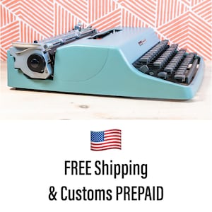 Free U.S. Shipping & Customs Prepaid! – OLIVETTI LETTERA 32 Typewriter (1971, Blue) – Made in Italy – Fully Working