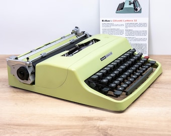 OLIVETTI LETTERA 32 Typewriter (1970, Pistachio Green) - Made in Italy Vintage Manual Portable - Carefully Serviced and Ready to Type