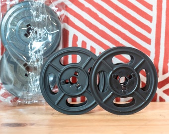 A Pair Of Original 1960s Olivetti METAL SPOOLS Reels + 1 x New Black/Red RIBBON