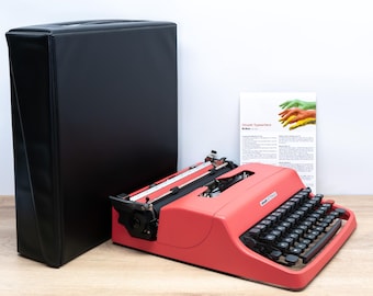 OLIVETTI LETTERA 62 Typewriter (Coral Red) - Vintage Manual Portable - Original Case - Carefully Serviced and Ready to Type