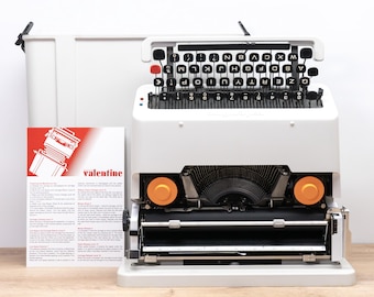 WHITE Olivetti VALENTINE Typewriter (1970, Red) - Iconic Sottsass Vintage Manual Portable with Case - Carefully Serviced and Ready to Type