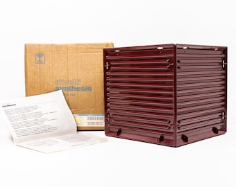 OLIVETTI SYNTHESIS U16-25 Waste Basket – Ettore Sottsass (1970s) – New Old Stock – Burgundy Melamine with Box & Instructions