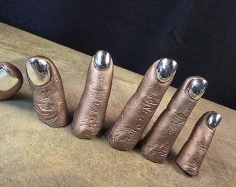 Full Set SHORT Sterling Silver Metal Press-on Nails/Reusable Custom Made-to-Order in Any Shape