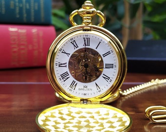 Brelsen Handmade Gold Double Hunter Pocket Watch