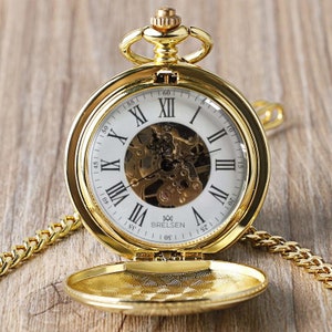 Relógio de bolso mecânico Brelsen Royal Gold Double Hunter