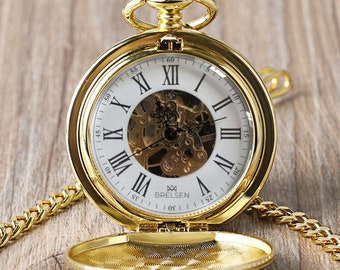 Brelsen Royal Gold Double Hunter Mechanical Pocket Watch