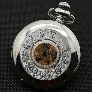 Vintage Brelsen Signature Silver Mechanical Demi Half Hunter Retro Pocket Watch