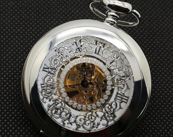 Vintage Brelsen Signature srebrny mechaniczny zegarek kieszonkowy Demi Half Hunter w stylu retro