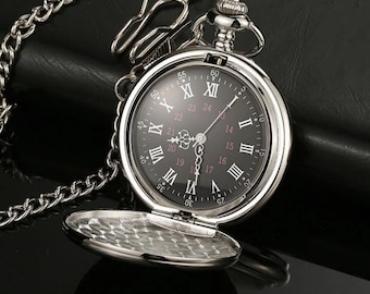 Brelsen Bright Silver Roman Quartz Pocket Watch