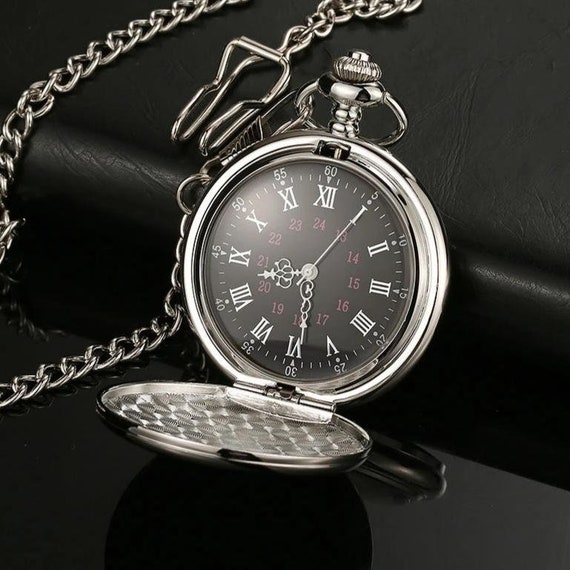 Brelsen Bright Silver Roman Quartz Pocket Watch Etsy Canada
