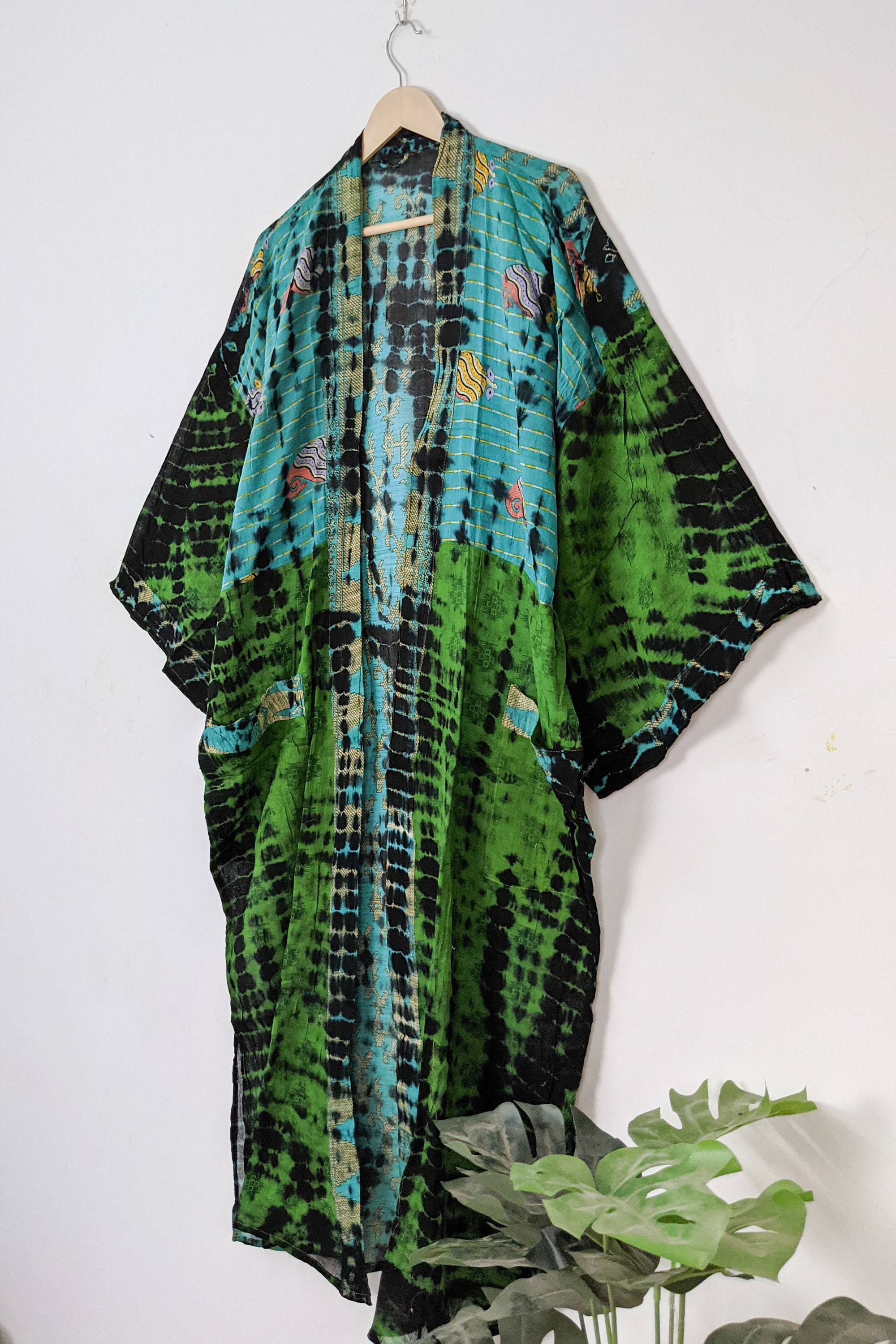 Tie Dye Cotton Kimono Kimono Cardigan Summer Long Kimono Etsy