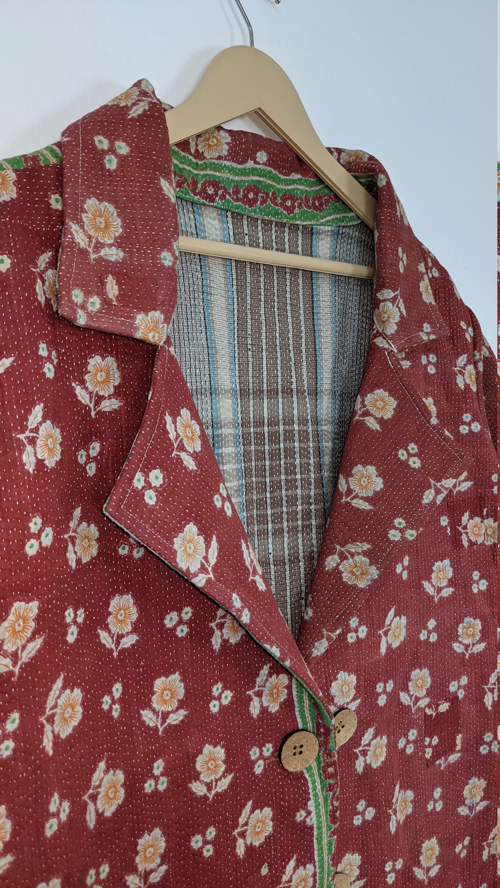 Kantha Long Jacket / Cotton Overcoat / Vintage Coat For Women | Etsy