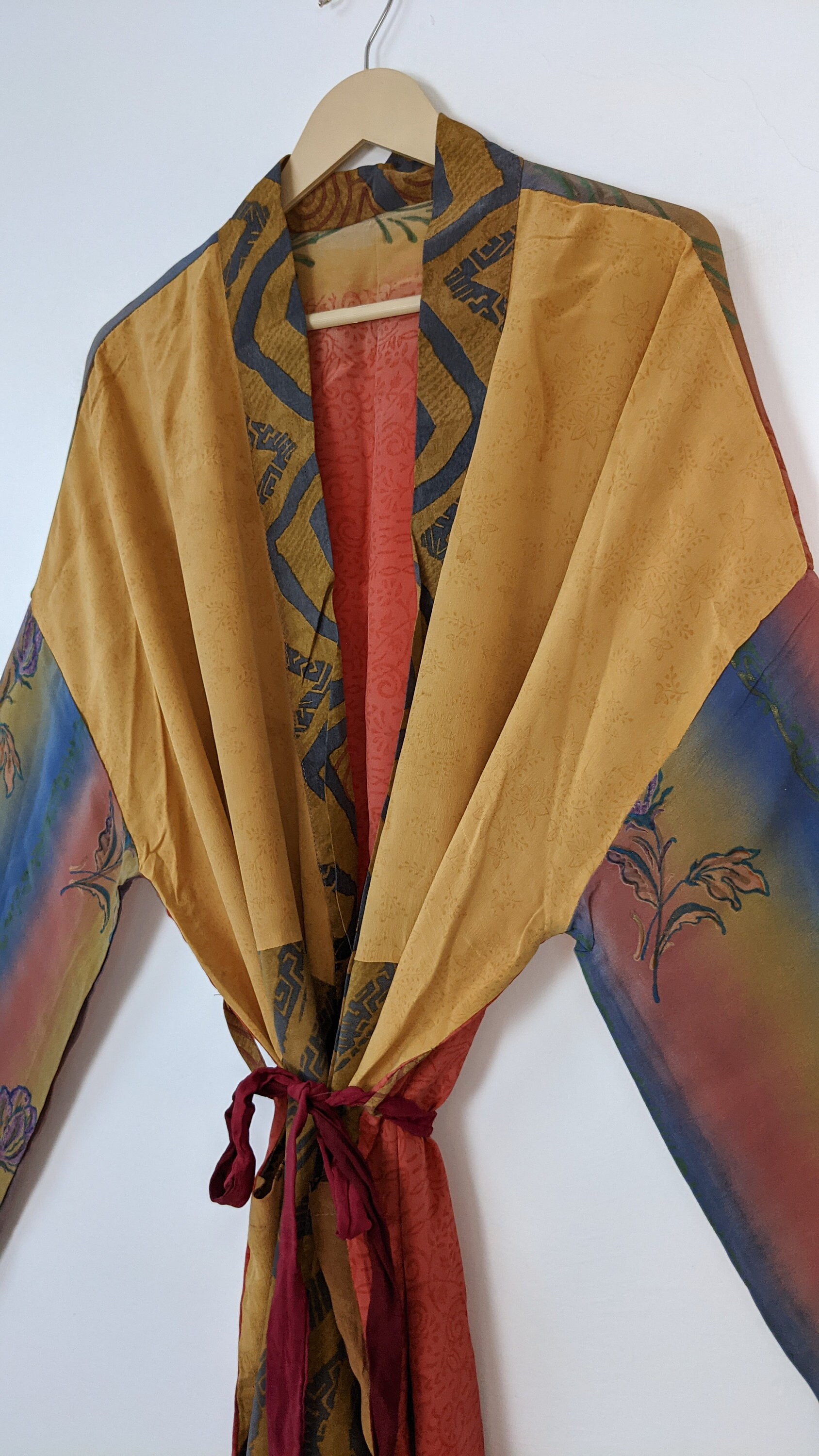 Silk Kimono Upcycled Recycled Silk Kimono Boho Silk Robe Etsy
