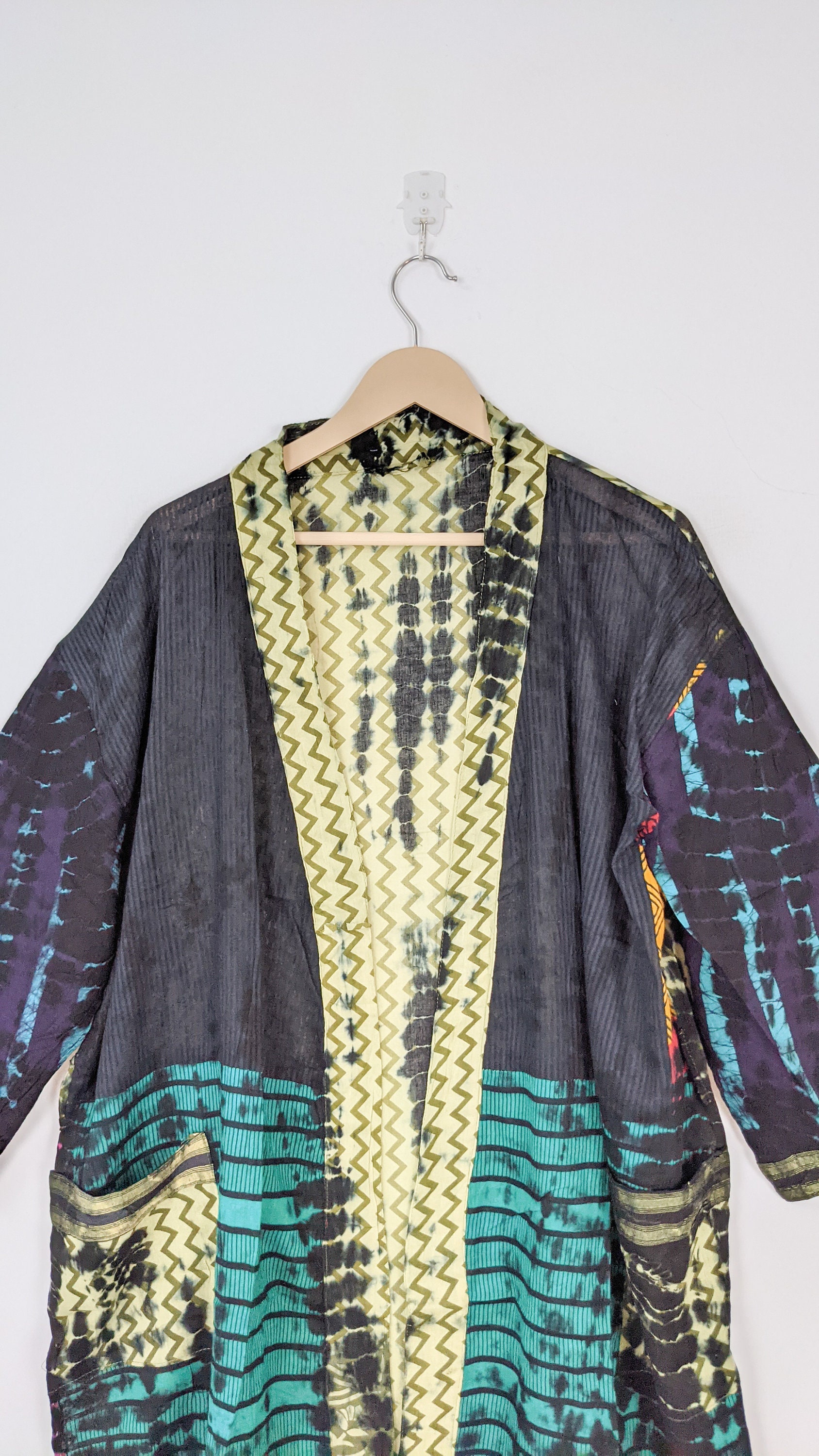 Tie Dye Kimono Boho Kimono Robe Floral Long Kimono Cotton Etsy