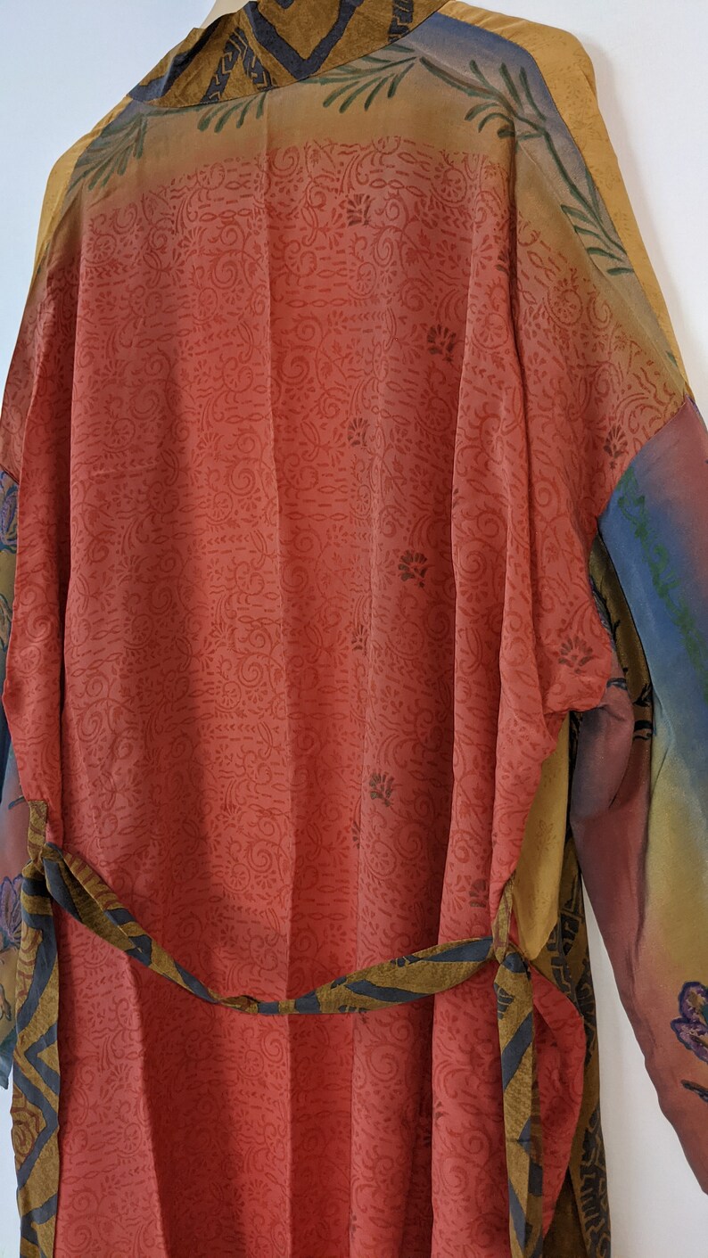 Silk Kimono Robe Summer Kimono Dress Long Floral Kimono Lounge Wear Kimono